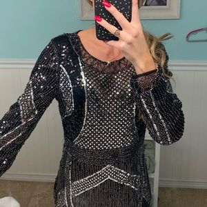 Black & silver sequin Gianni Bini dress